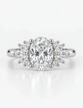Oval and Marquise Diamond Engagement Ring 1.86 Carat Cluster Ring IGI Certified Lab Grown Ring in Platinum
