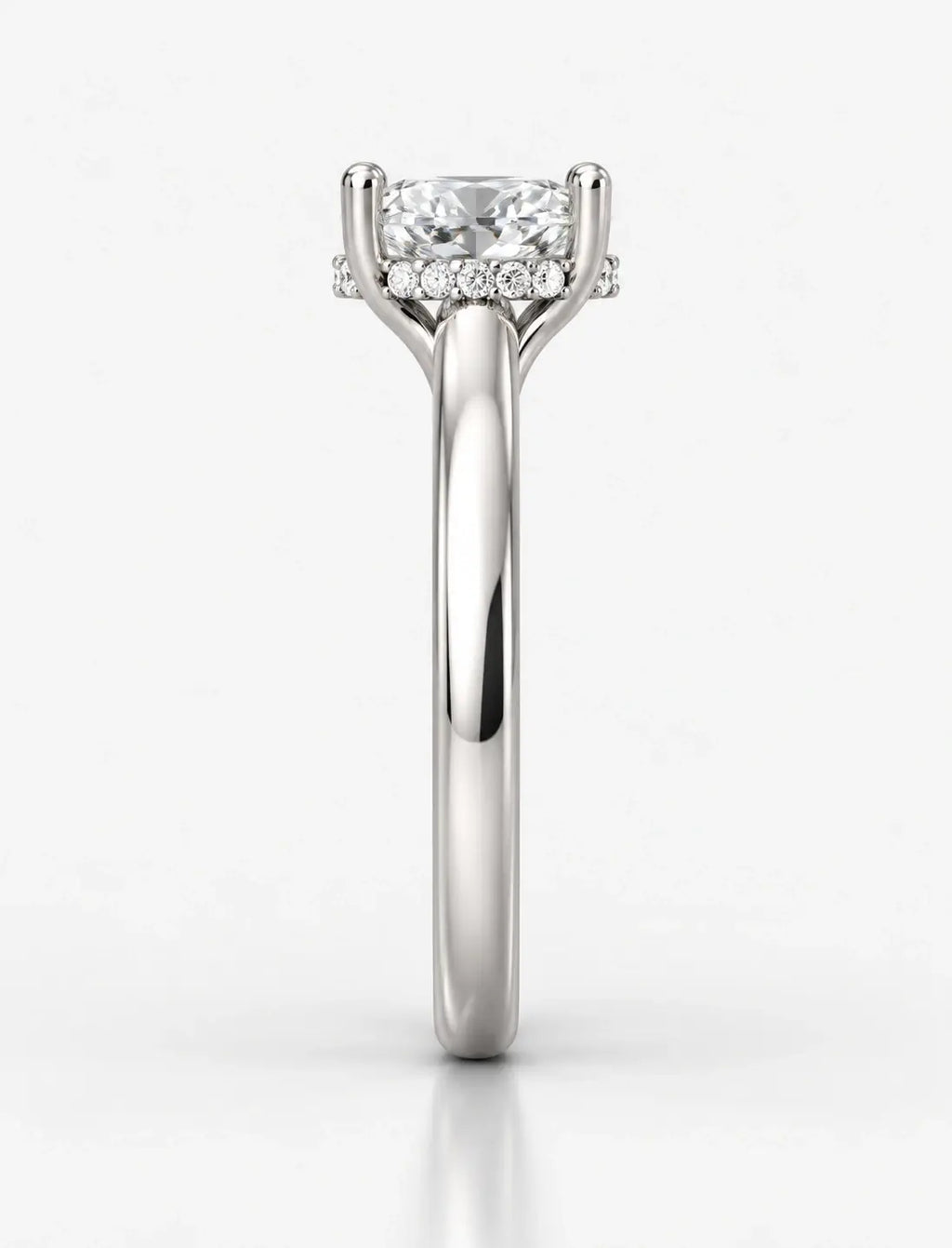 IGI Certified Lab Grown Oval Diamond Claw Set Hidden Halo Solitaire Engagement Ring in Platinum