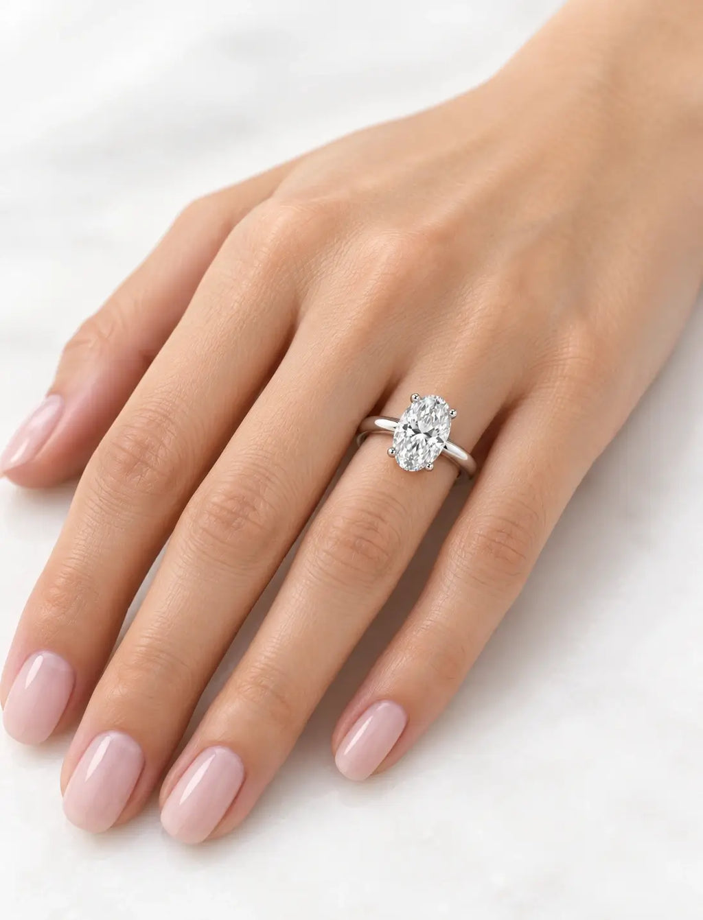 IGI Certified Lab Grown Oval Diamond Claw Set Hidden Halo Solitaire Engagement Ring in Platinum
