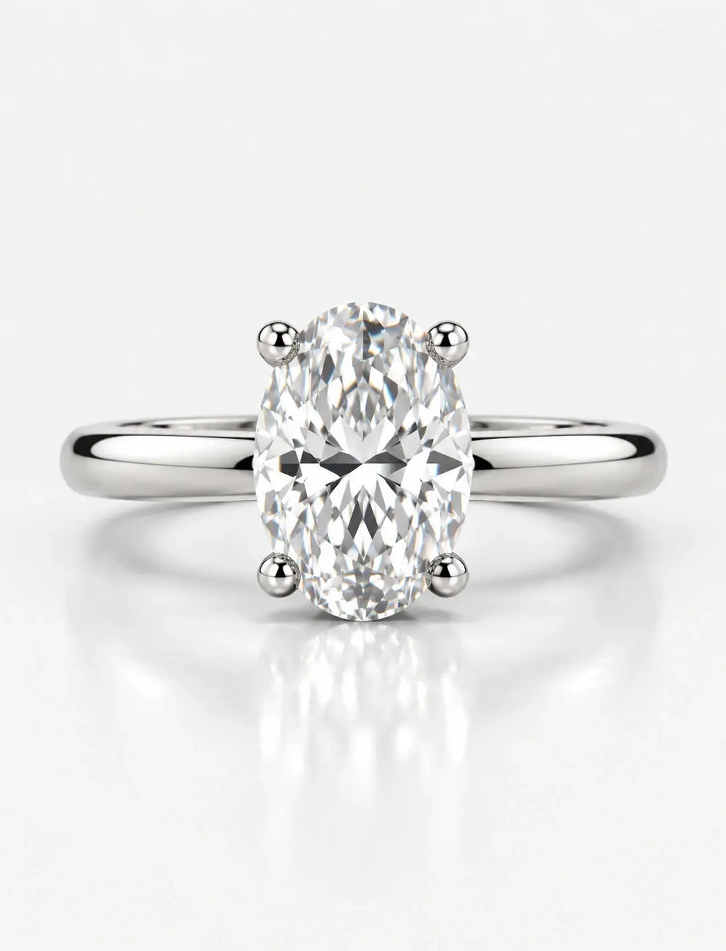IGI Certified Lab Grown Oval Diamond Claw Set Hidden Halo Solitaire Engagement Ring in Platinum