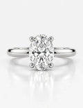IGI Certified Lab Grown Oval Diamond Claw Set Hidden Halo Solitaire Engagement Ring in Platinum