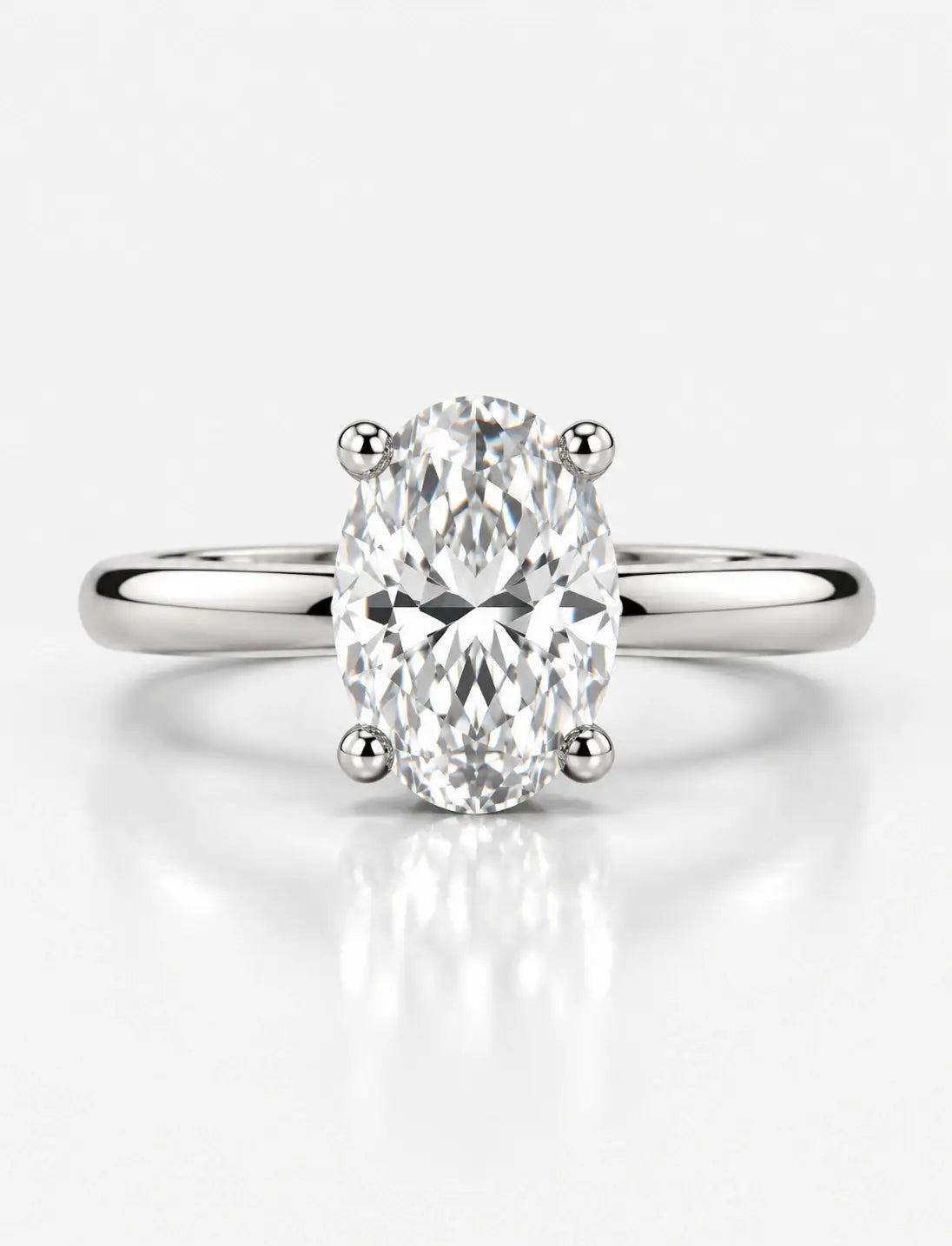 IGI Certified Lab Grown Oval Diamond Claw Set Hidden Halo Solitaire Engagement Ring in Platinum
