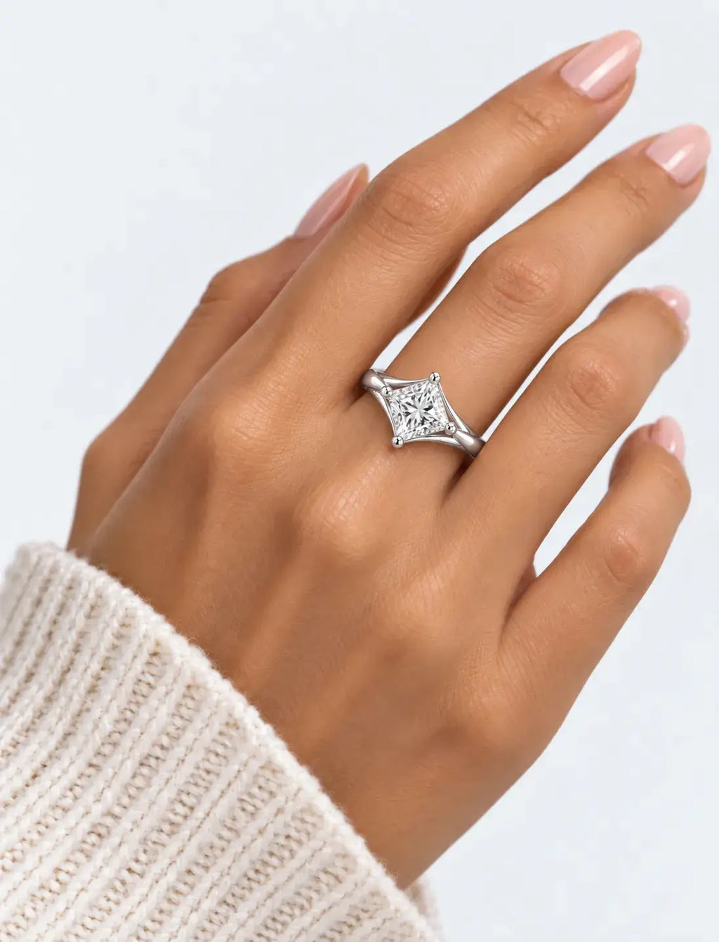Princess Diamond Solitaire Ring 10.15 Carat Claw Set Engagement Ring IGI Lab Grown in Platinum