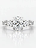 Oval & Pear with Side Round Diamond Women's IGI Certified Lab Grown Engagement Ring in Platinum