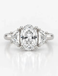 Oval Cut Diamond Three-Stone Engagement Ring IGI Certified Lab Grown Diamond  with Half Moon Trilogy Ring in Platinum