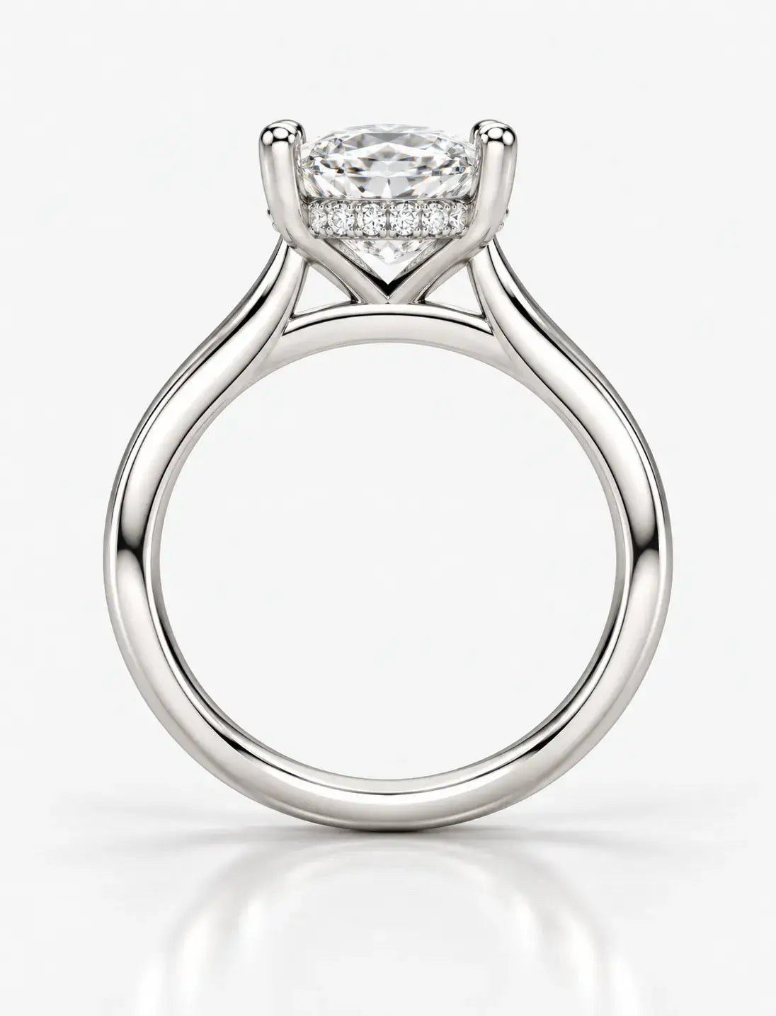 Oval With Round Diamond Hidden Halo set Solitaire Women's IGI Certified Lab Grown  Engagement Ring in Platinum