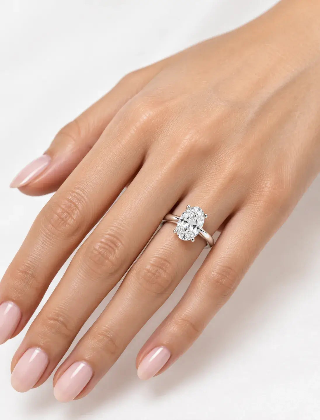 Oval With Round Diamond Hidden Halo set Solitaire Women's IGI Certified Lab Grown  Engagement Ring in Platinum