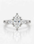 Marquise Cut Diamond Engagement Ring Women's IGI Certified Lab Grown with Side Pear Diamond Trilogy Ring In Platinum