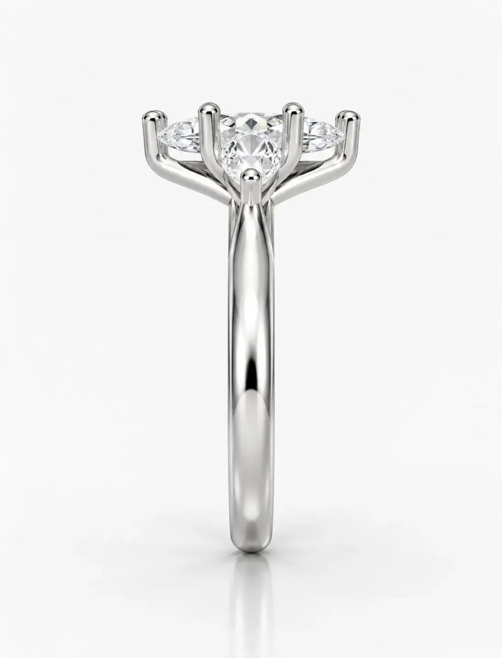 Marquise Cut Diamond Engagement Ring Women's IGI Certified Lab Grown with Side Pear Diamond Trilogy Ring In Platinum