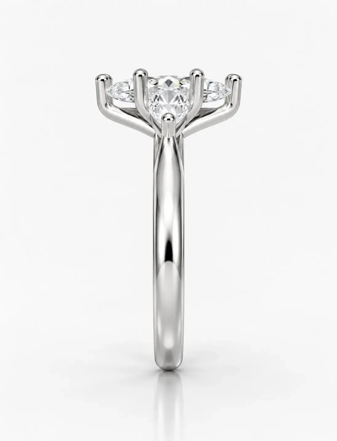 Marquise Cut Diamond Engagement Ring Women's IGI Certified Lab Grown with Side Pear Diamond Trilogy Ring In Platinum