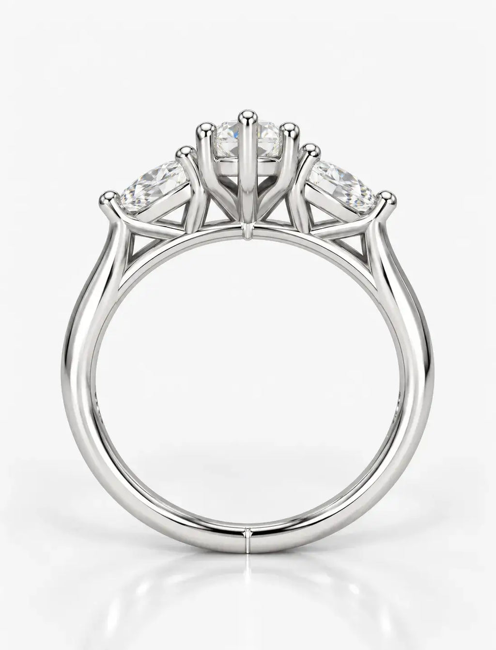 Marquise Cut Diamond Engagement Ring Women's IGI Certified Lab Grown with Side Pear Diamond Trilogy Ring In Platinum