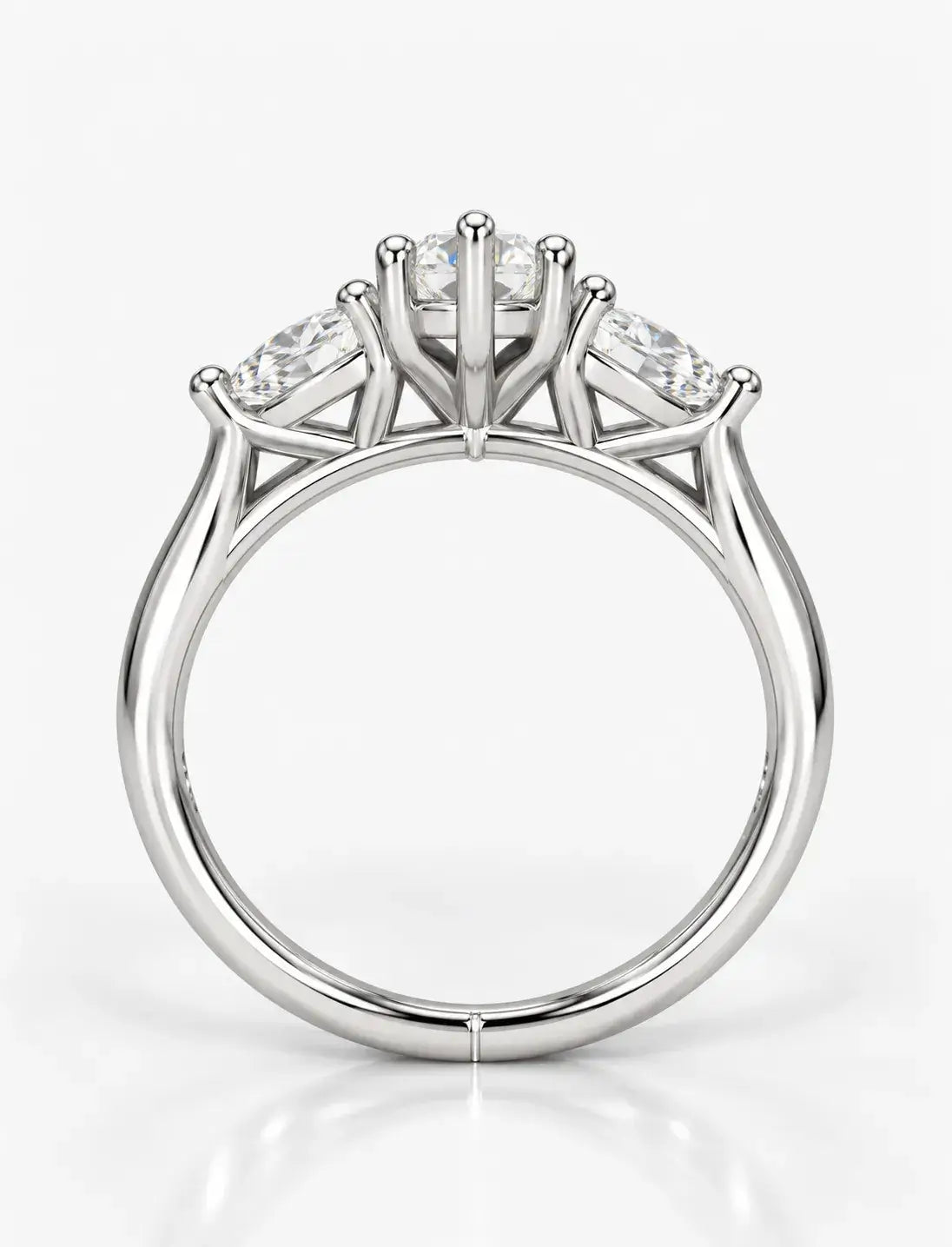 Marquise Cut Diamond Engagement Ring Women's IGI Certified Lab Grown with Side Pear Diamond Trilogy Ring In Platinum