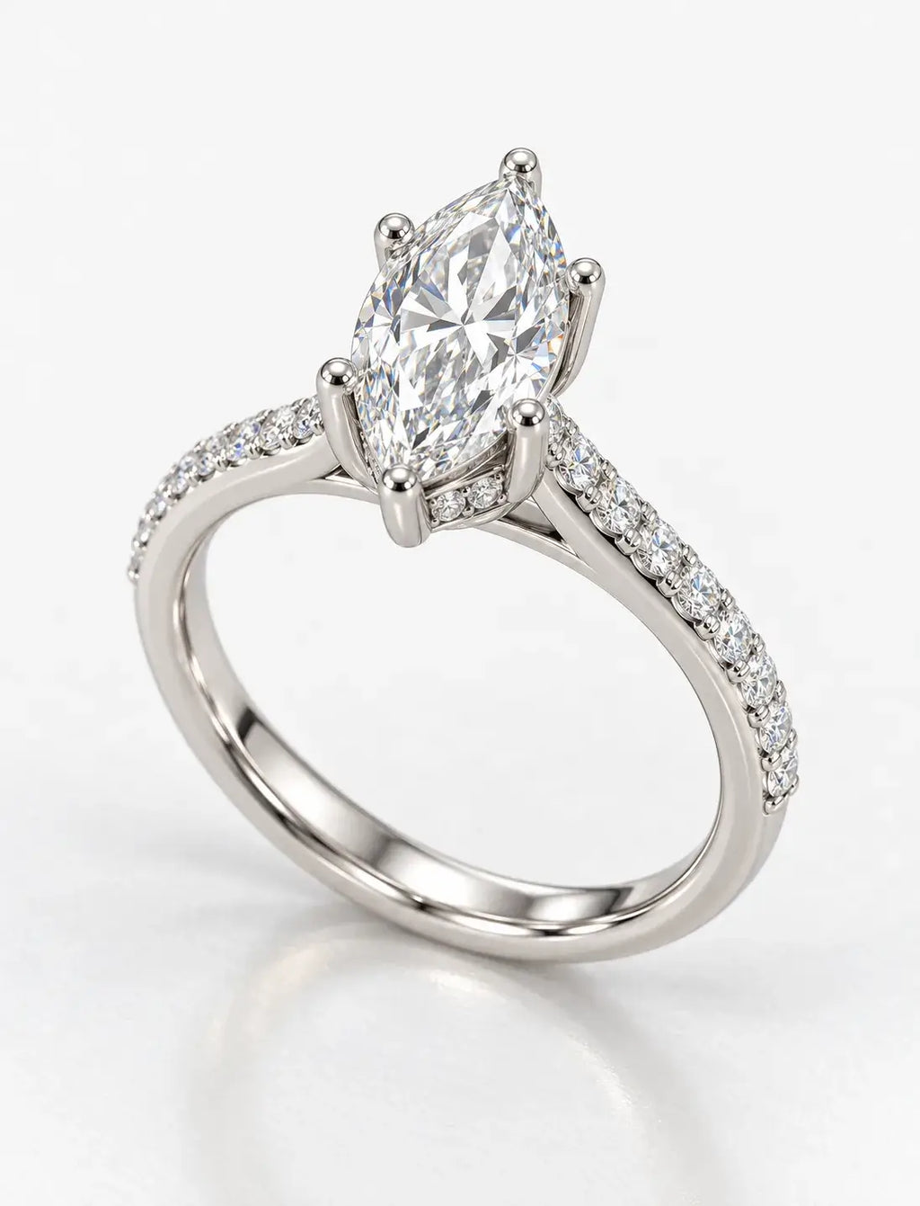 Marquise Cut Diamond Engagement Ring Women's IGI Certified Lab Grown with Side Round Diamond Ring In Platinum