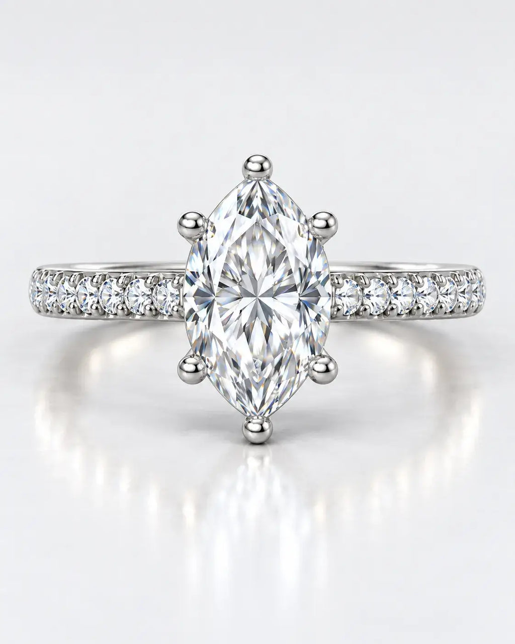 Marquise Cut Diamond Engagement Ring Women's IGI Certified Lab Grown with Side Round Diamond Ring In Platinum