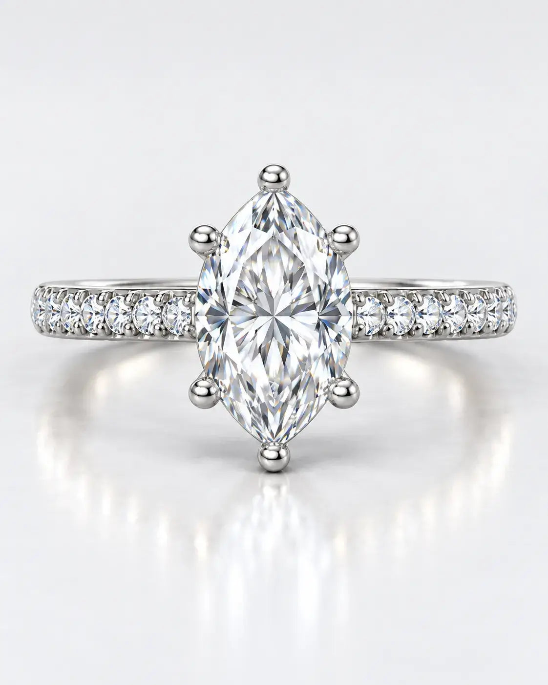 Marquise Cut Diamond Engagement Ring Women's IGI Certified Lab Grown with Side Round Diamond Ring In Platinum