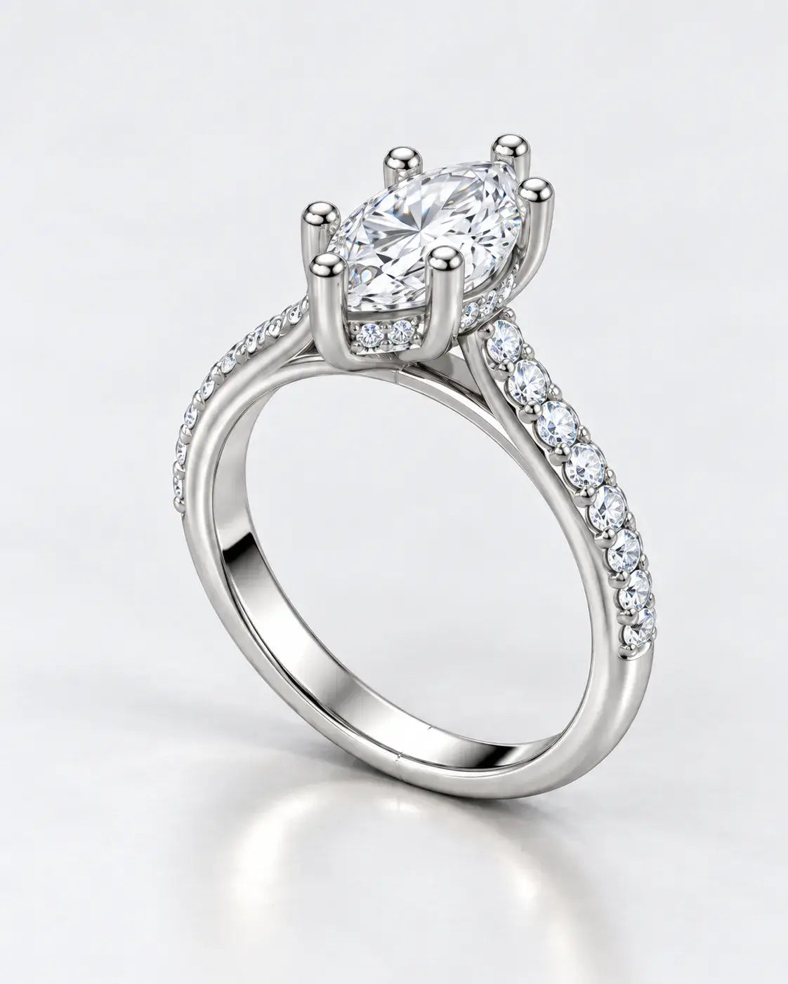 Marquise Cut Diamond Engagement Ring Women's IGI Certified Lab Grown with Side Round Diamond Ring In Platinum
