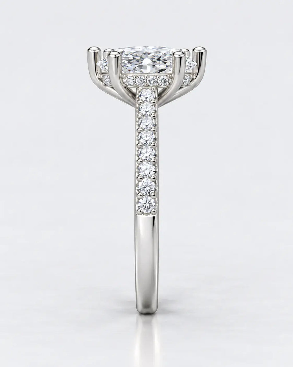 Marquise Cut Diamond Engagement Ring Women's IGI Certified Lab Grown with Side Round Diamond Ring In Platinum