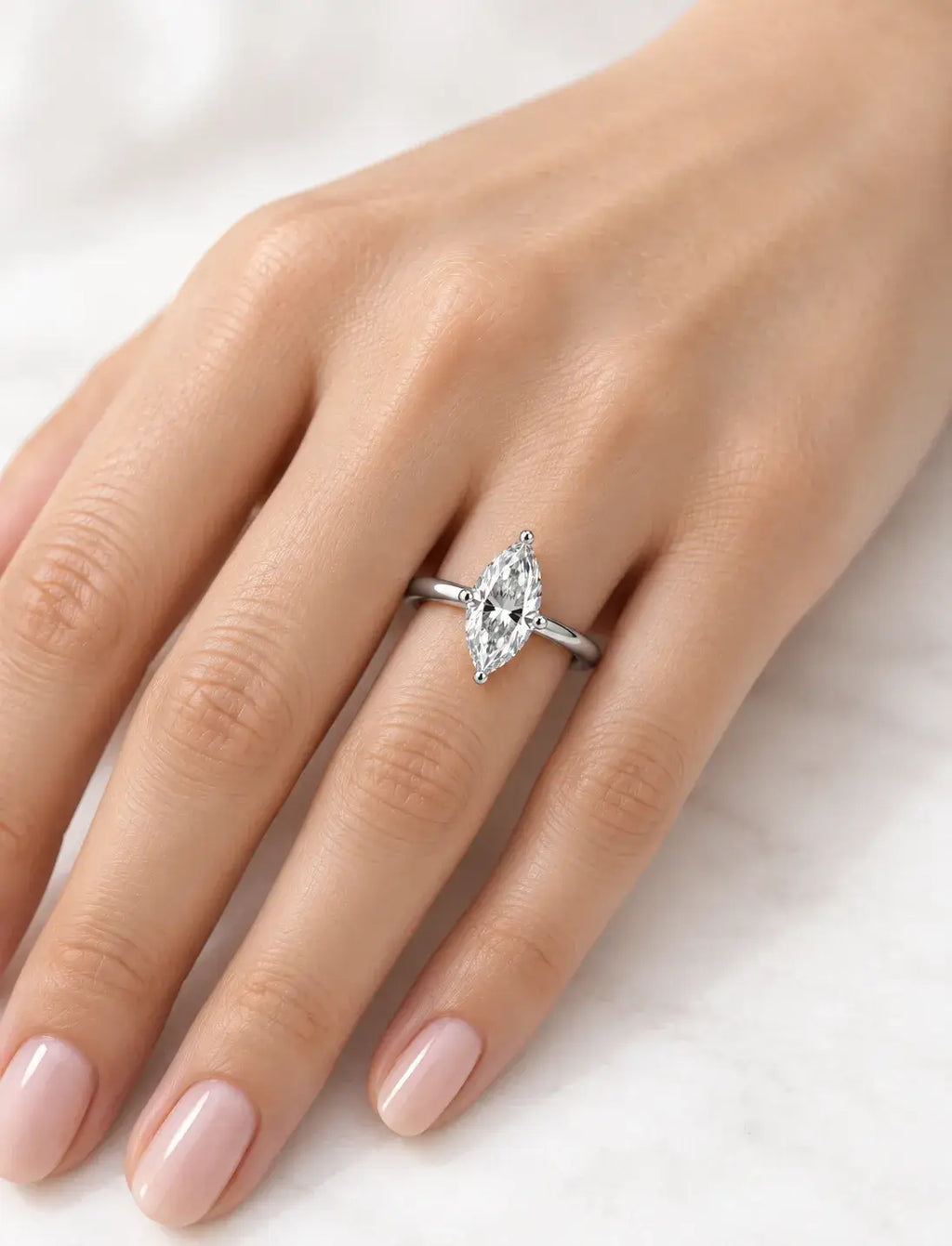 Marquise Cut Diamond Engagement Ring Women's IGI Certified Lab Grown with Round Hidden Halo Accents In Platinum
