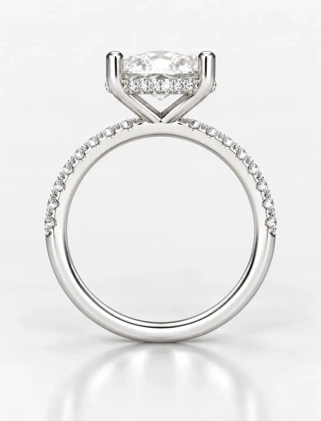 Lab Grown IGI Certified Pear Diamond Engagement Ring With Side Pave Set Round Brilliant Cut Diamond Ring in Platinum