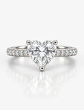 Heart Shape Diamond Engagement Ring With Side Pave Set Round Brilliant Cut Diamond Ring in Platinum Lab Grown IGI Certified