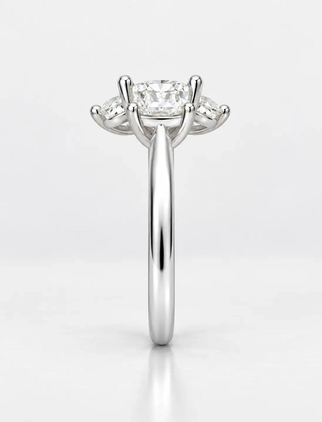 Three Oval Cut Diamond Trilogy Anniversary Ring Platinum Lab Grown IGI Certified