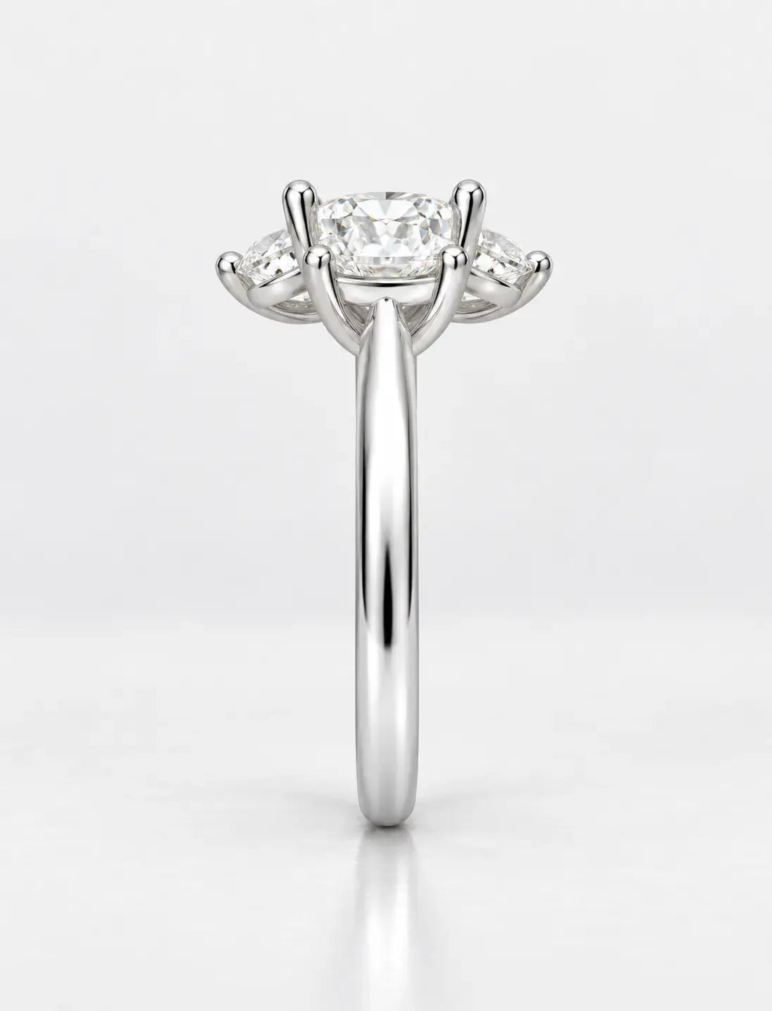 Three Oval Cut Diamond Trilogy Anniversary Ring Platinum Lab Grown IGI Certified