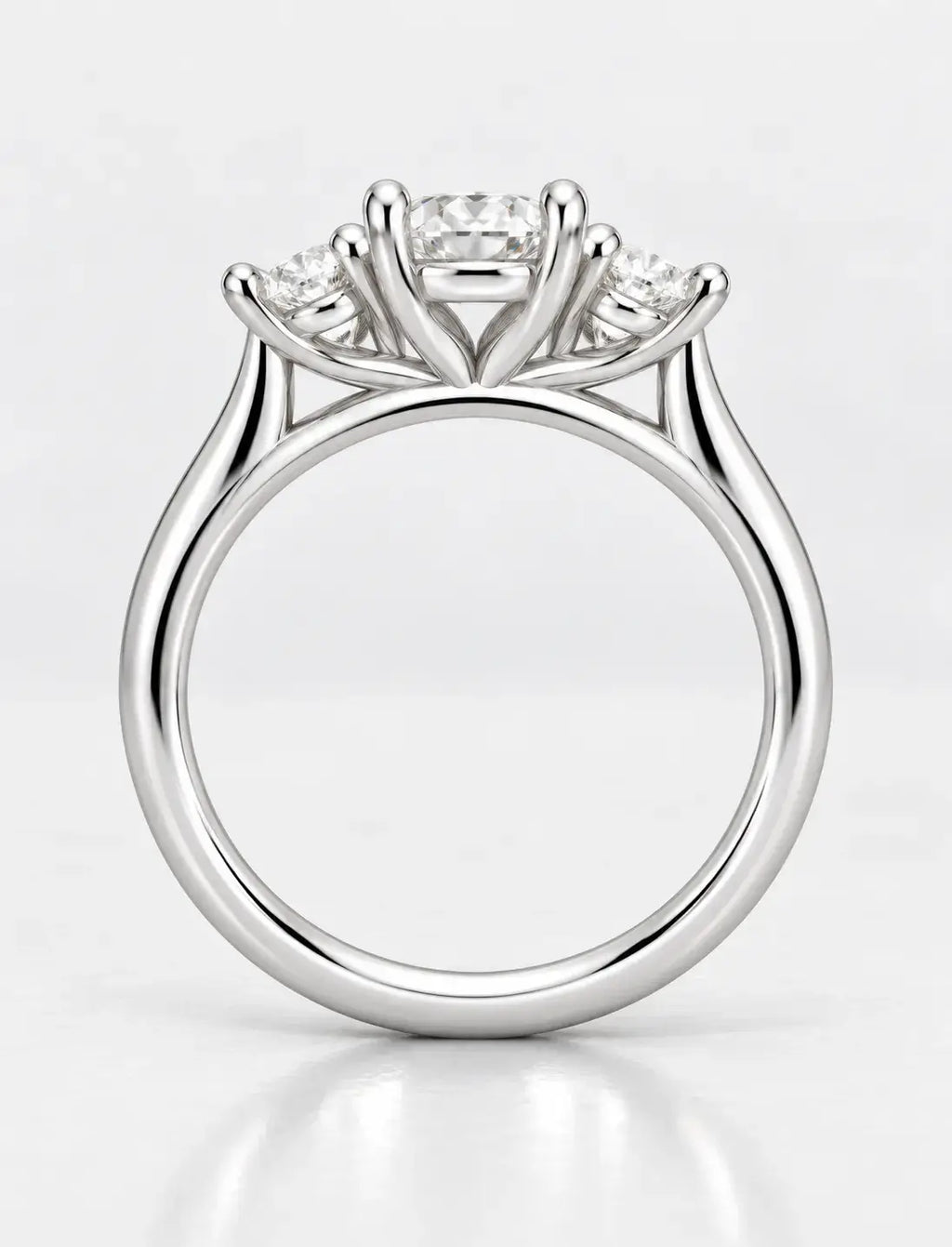 Three Oval Cut Diamond Trilogy Anniversary Ring Platinum Lab Grown IGI Certified