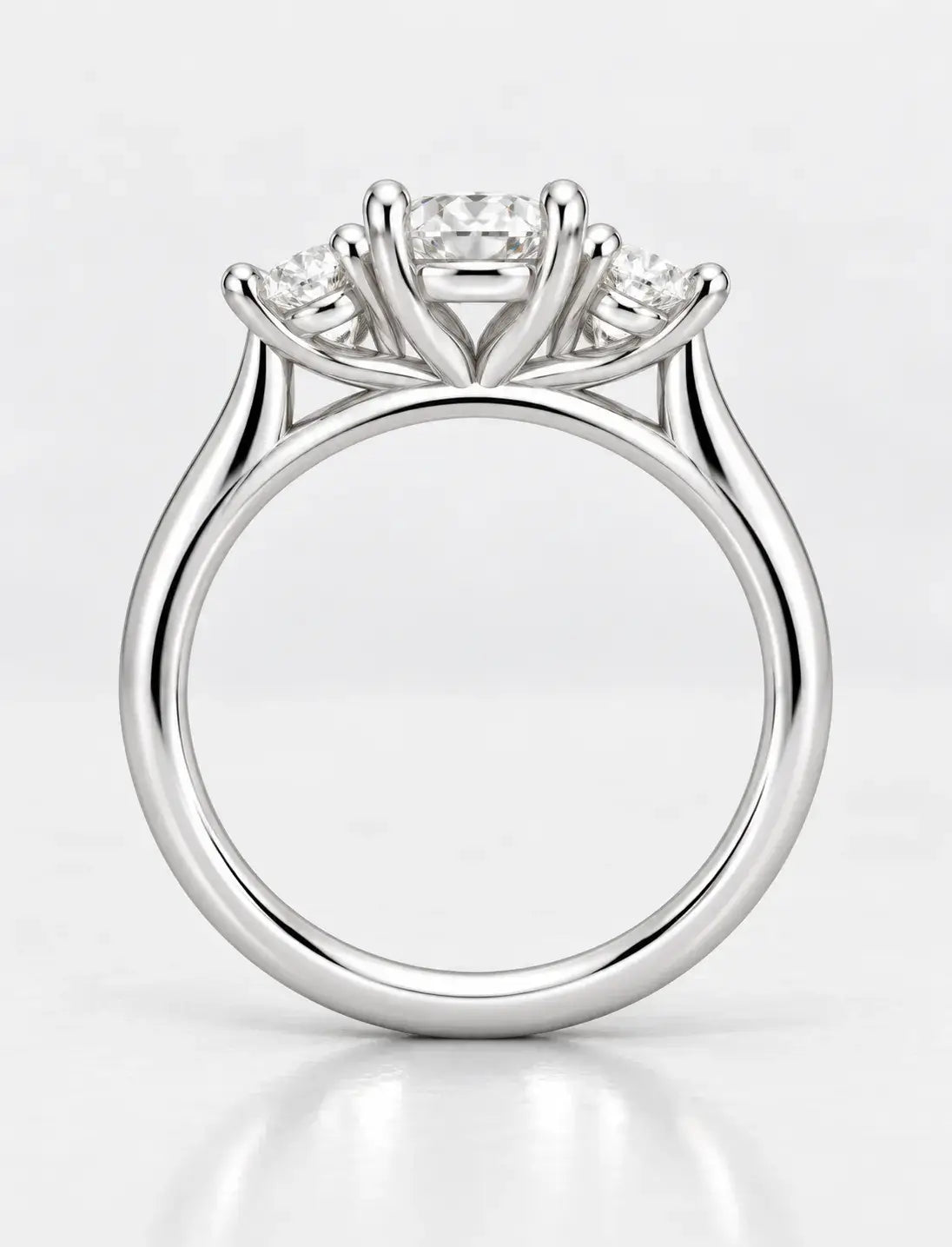 Three Oval Cut Diamond Trilogy Anniversary Ring Platinum Lab Grown IGI Certified