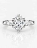 Three Oval Cut Diamond Claw Set Trilogy Side Pear Diamond Anniversary Ring Platinum Lab Grown IGI Certified