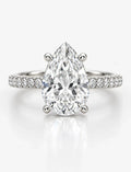 Pear Diamond 5.82 Carat Engagement Ring  With Side Pave Set Lab Grown IGI Certified Round Brilliant Cut Diamond Ring in Platinum
