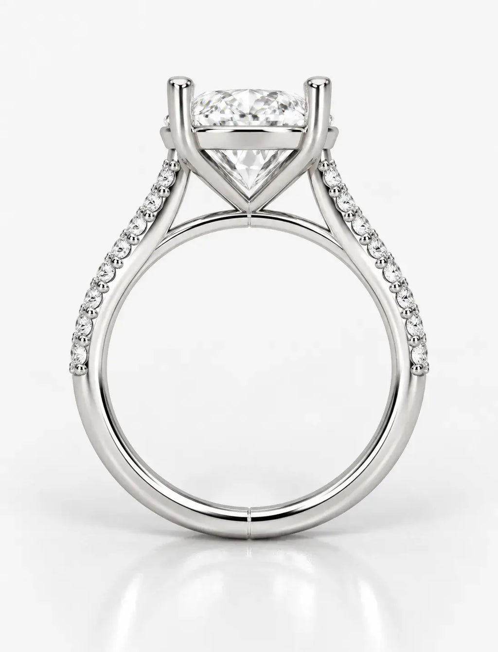 Pear Diamond 5.82 Carat Engagement Ring  With Side Pave Set Lab Grown IGI Certified Round Brilliant Cut Diamond Ring in Platinum