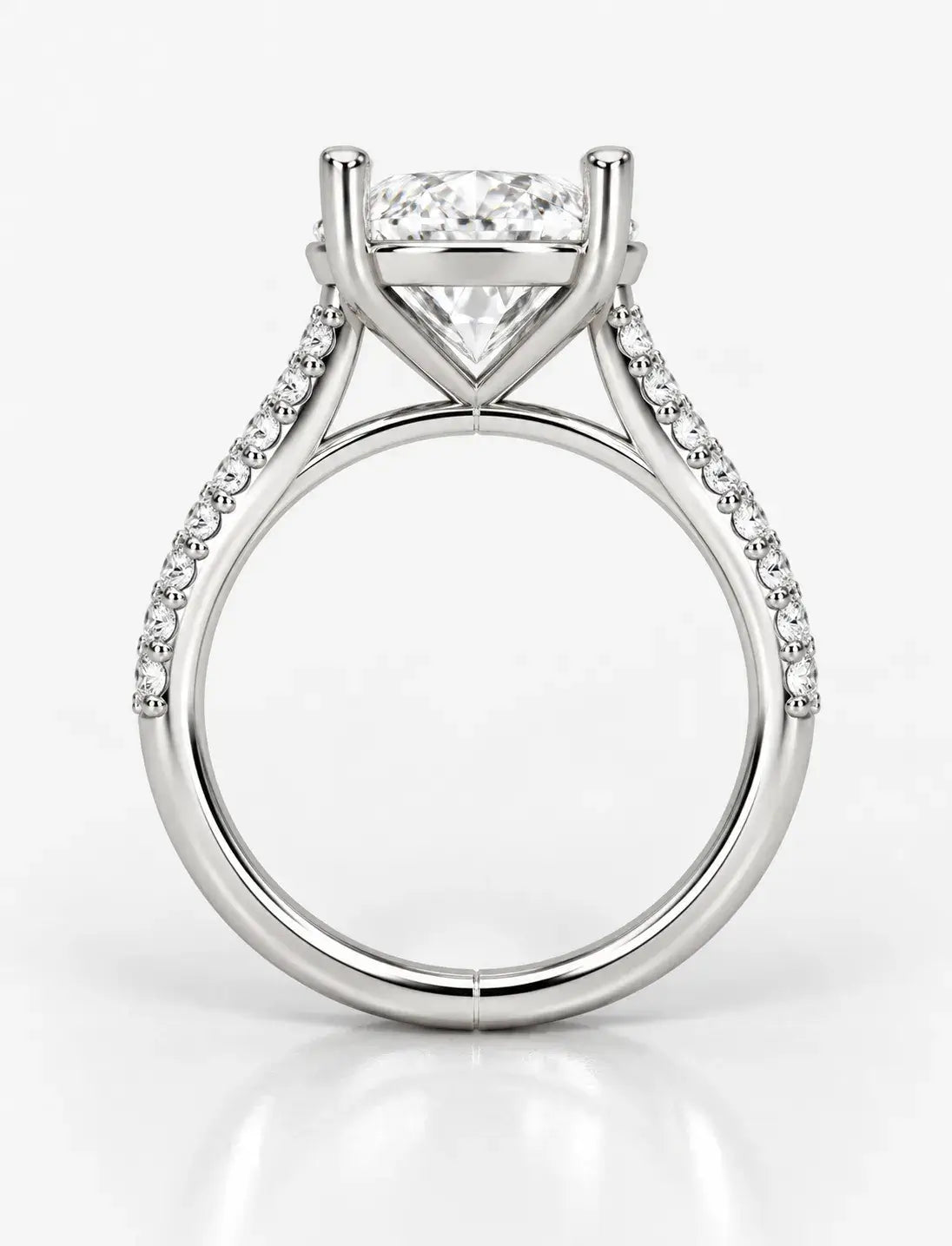 Pear Diamond 5.82 Carat Engagement Ring  With Side Pave Set Lab Grown IGI Certified Round Brilliant Cut Diamond Ring in Platinum