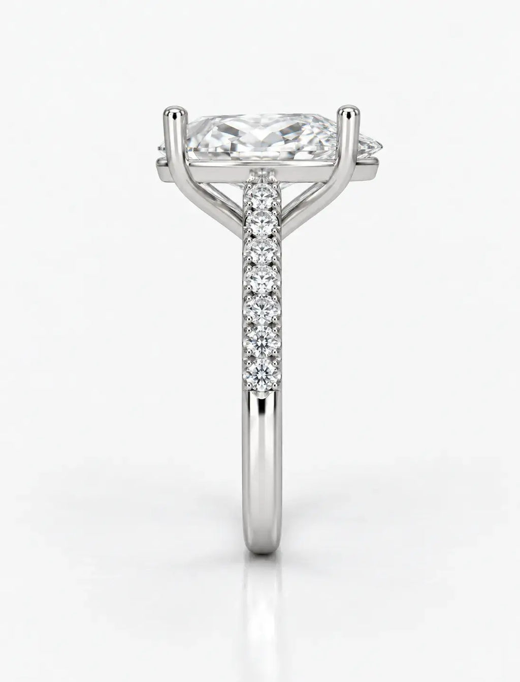Pear Diamond 5.82 Carat Engagement Ring  With Side Pave Set Lab Grown IGI Certified Round Brilliant Cut Diamond Ring in Platinum