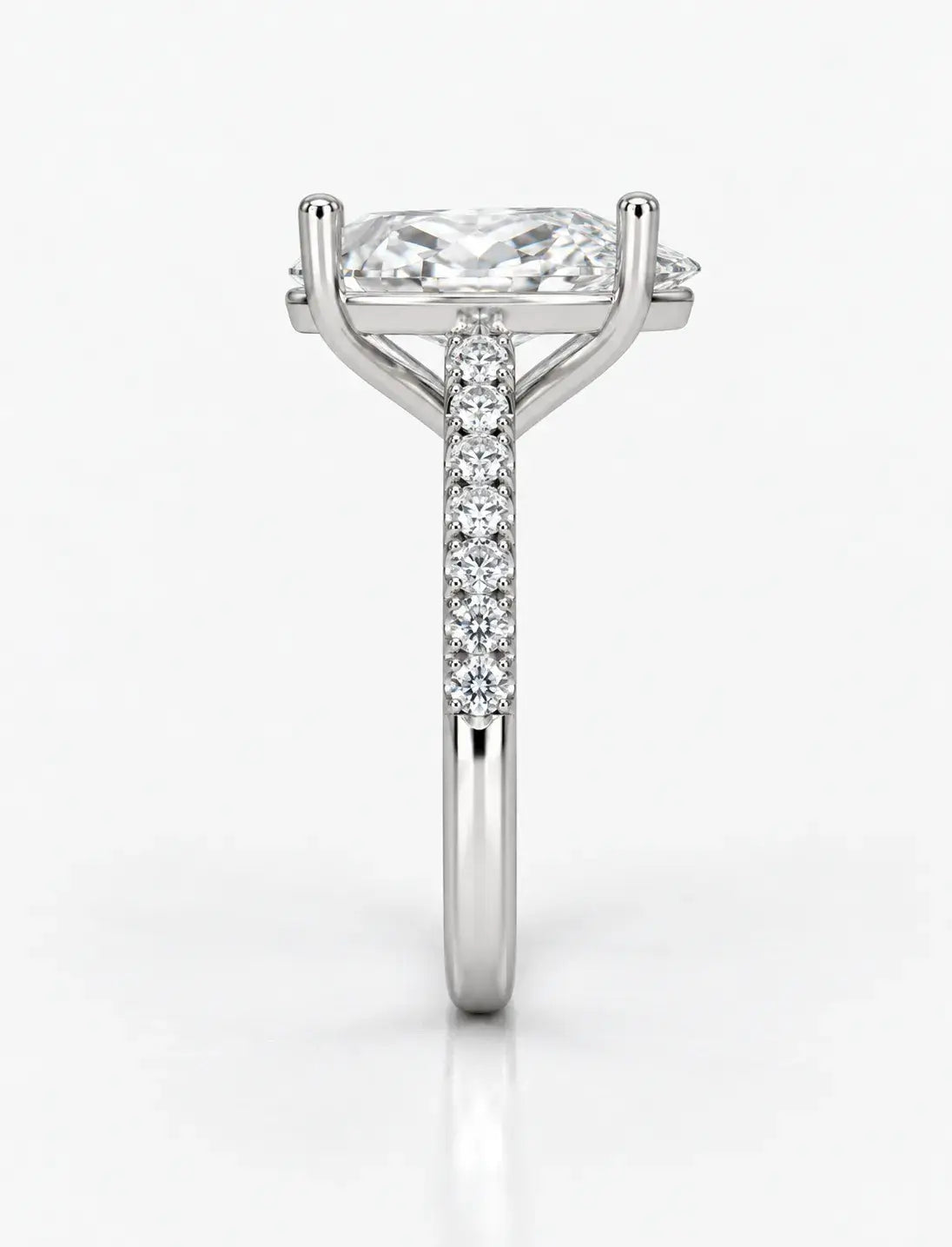 Pear Diamond 5.82 Carat Engagement Ring  With Side Pave Set Lab Grown IGI Certified Round Brilliant Cut Diamond Ring in Platinum