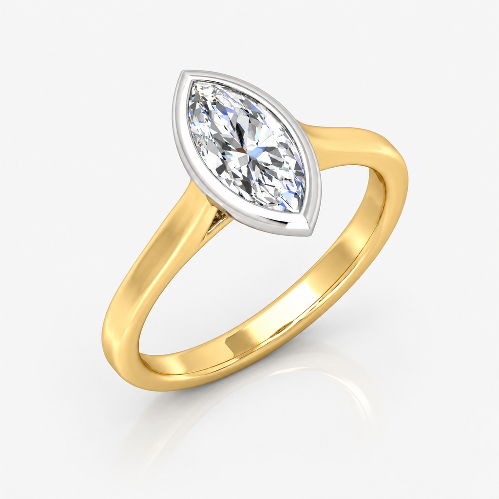 IGI Certified Lab-Grown Marquise Diamond Bezel Set Solitaire Engagement Ring