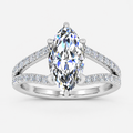IGI Certified Lab Grown Marquise Cut Ring with Round Side Diamonds, Hidden Halo & Split Shank in Platinum & Gold - 1-5ct