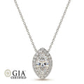GIA Certified F/SI Marquise Natural Diamond Halo Pendant in White Gold (0.50–1.00CT)