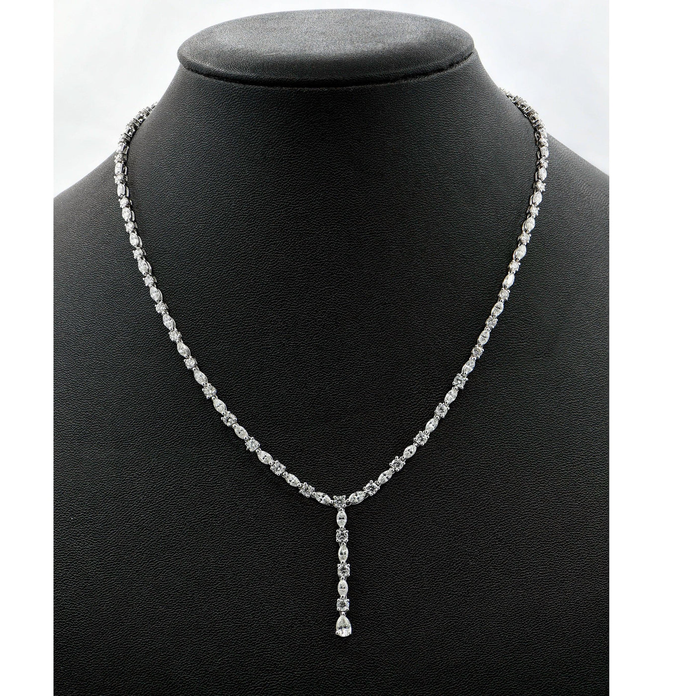 round & marquise lab grown diamond tennis necklace