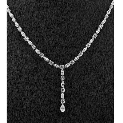 marquise and round diamond tennis necklace