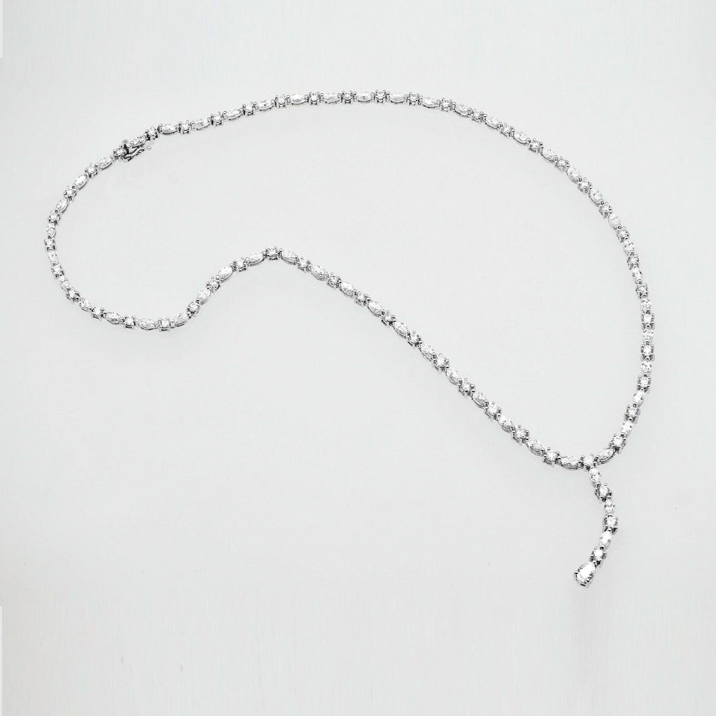 Top Quality D/VVS 10.00Ct Round & Marquise Diamond Tennis Necklace in White Gold 17inches