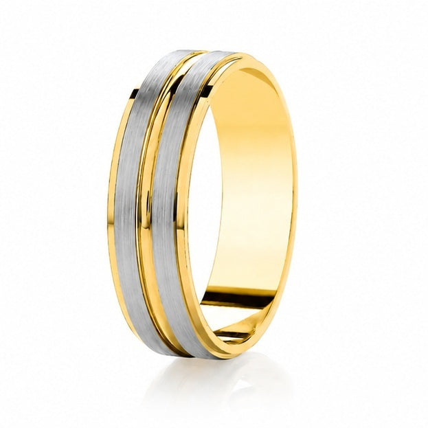 Men’s Two-Tone Wedding Ring in 18K Gold