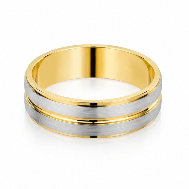 Men’s Two-Tone Wedding Ring in 18K Gold