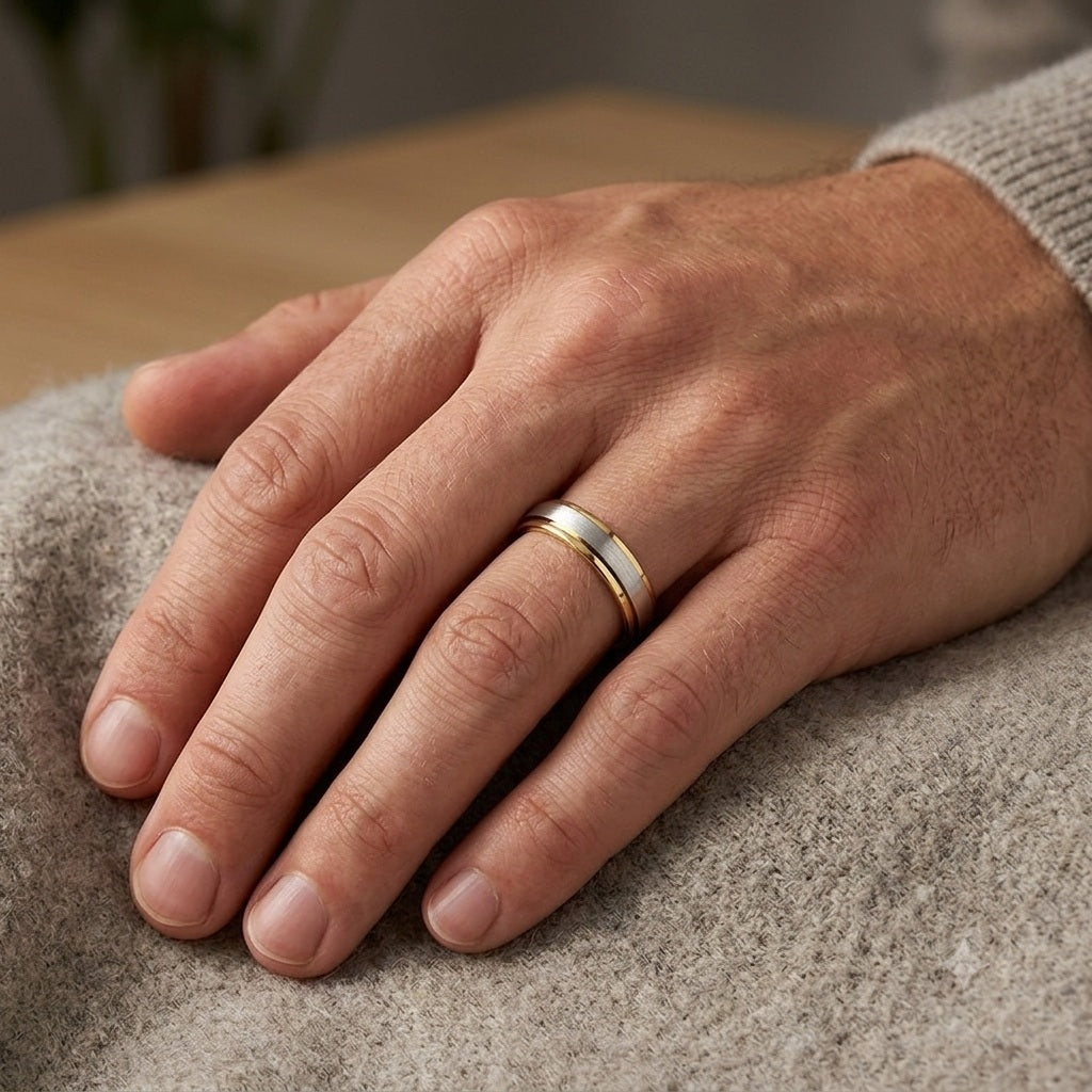 Men’s Two-Tone Wedding Ring in 18K Gold – 4mm