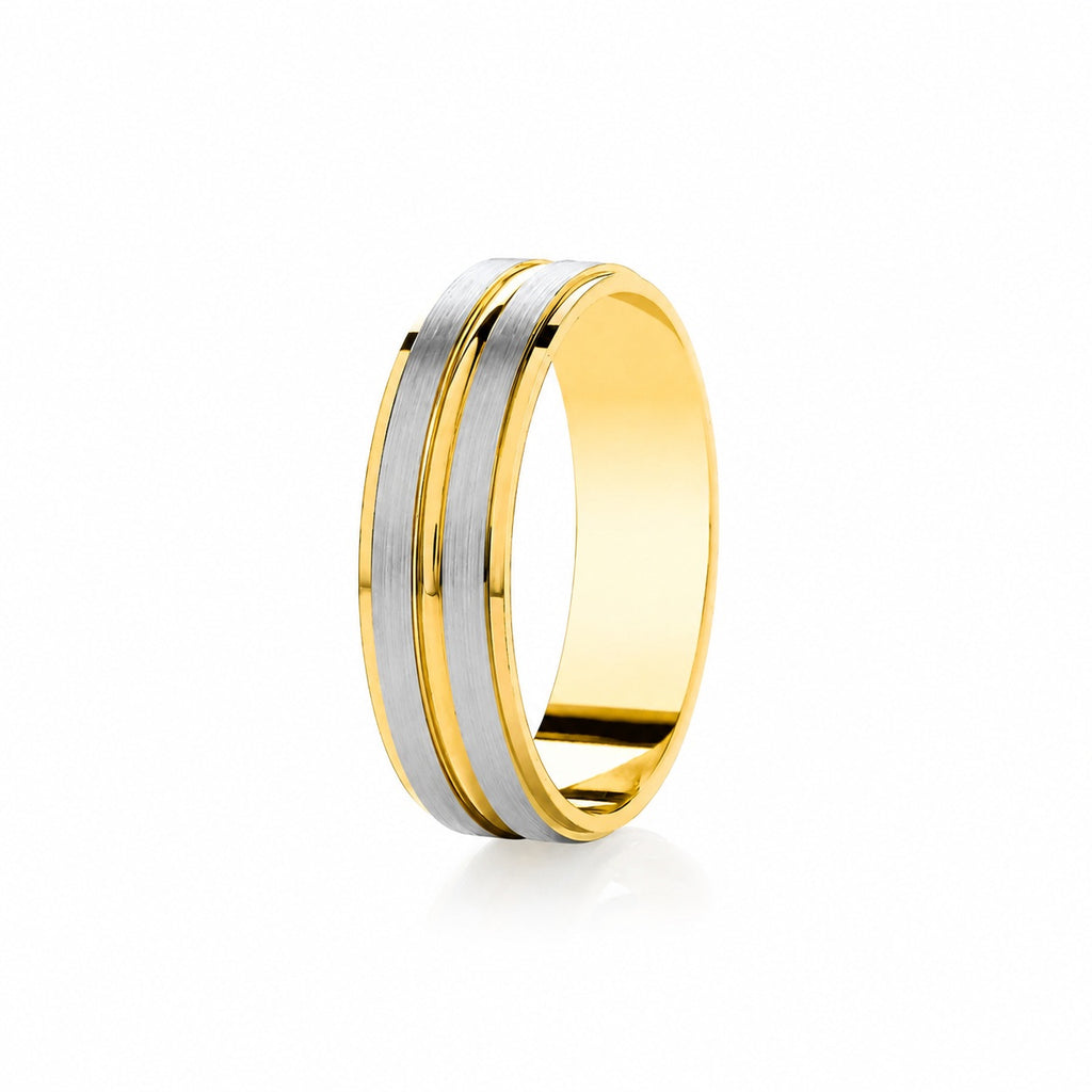 Men’s Two-Tone Wedding Ring in 18K Gold