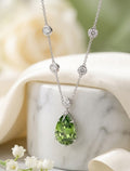 IGI Certified 6.00 Ct Fancy Green Pear Diamond Necklace in White Gold