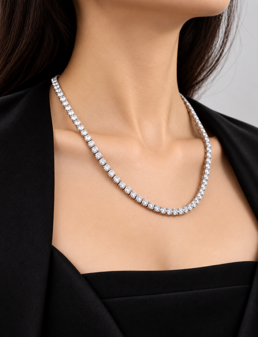 12 Ctw Round Lab-Grown Diamond Tennis Necklace in 9K Gold