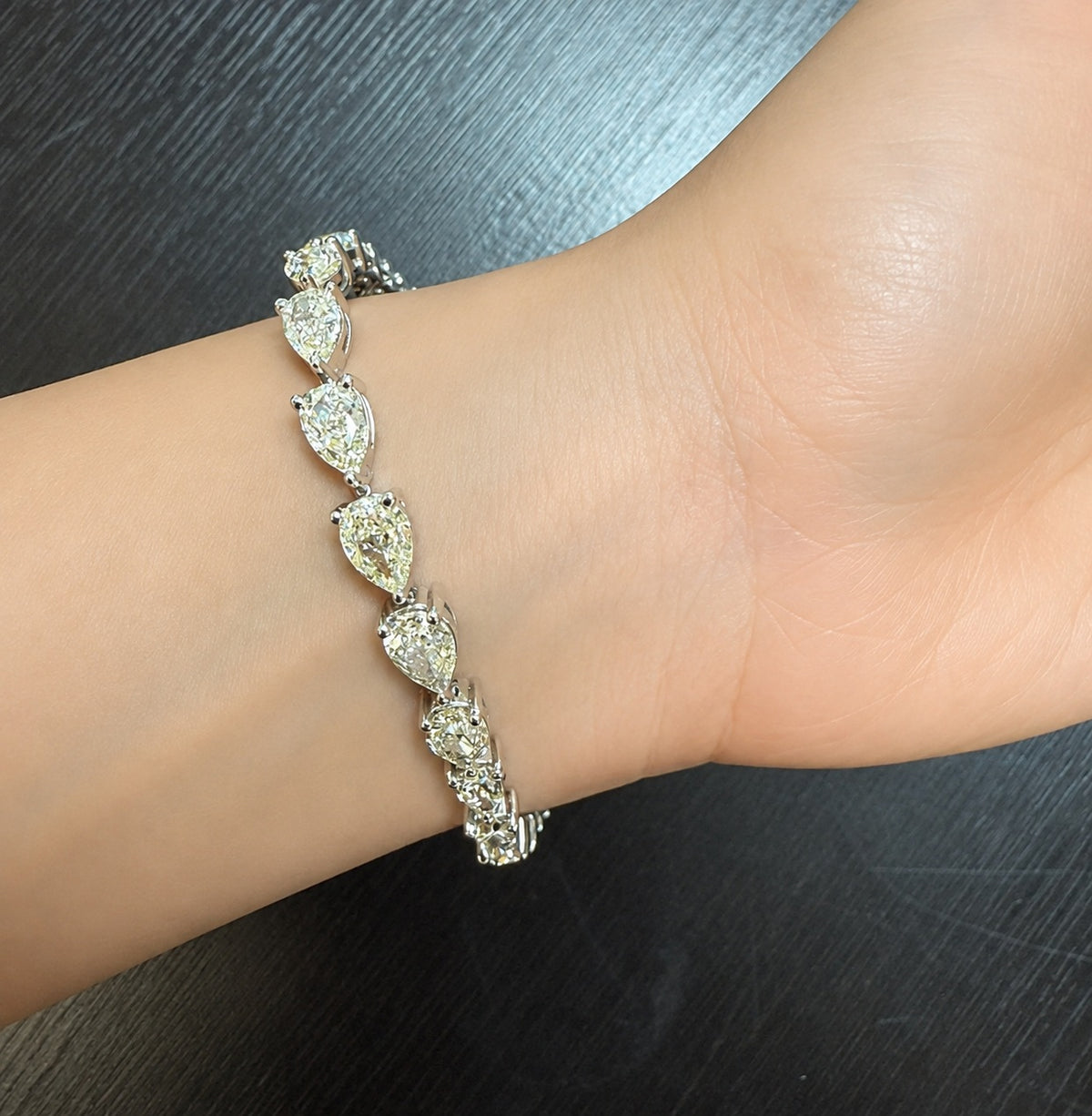12.50ct Pear Diamond Tennis Bracelet - Platinum (Angle View 1)