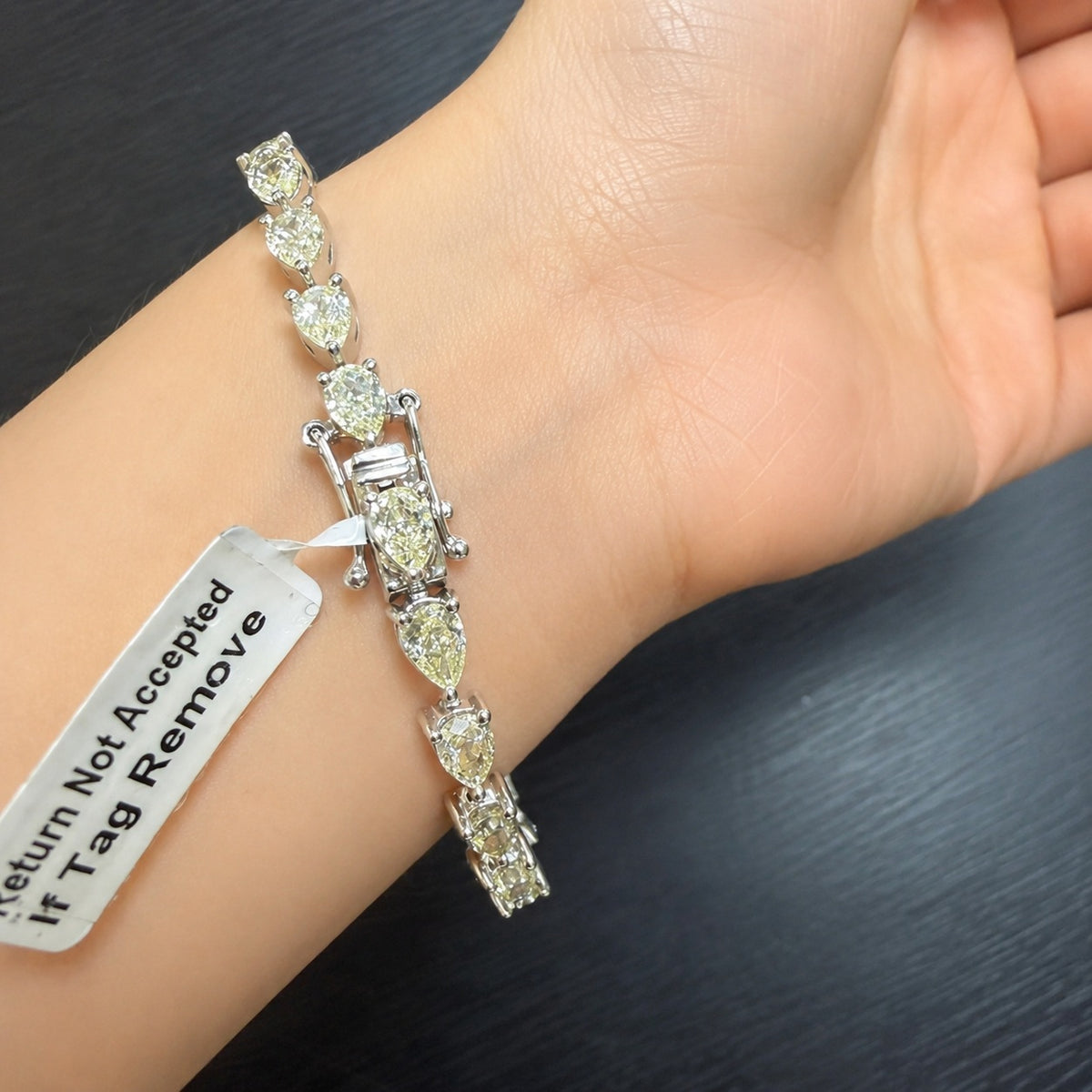 12.50ct Pear Diamond Tennis Bracelet - Platinum (Angle View 3)