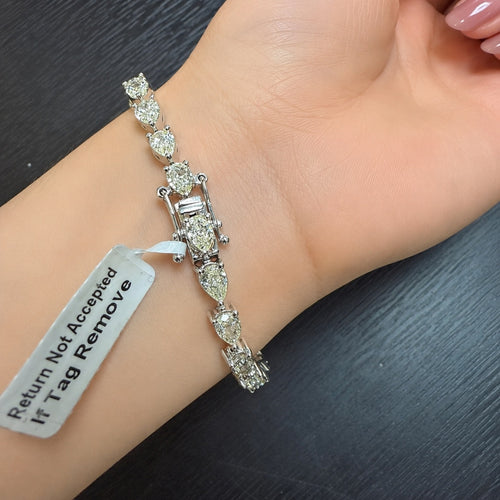 12.50ct Pear Diamond Tennis Bracelet - Platinum