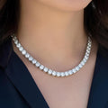 D/VS 65.00Ct Lab Round Diamond Tennis Necklace in UK Hallmarked Gold - 22inches